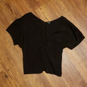 Express Black Asymmetrical Ruched Blouse